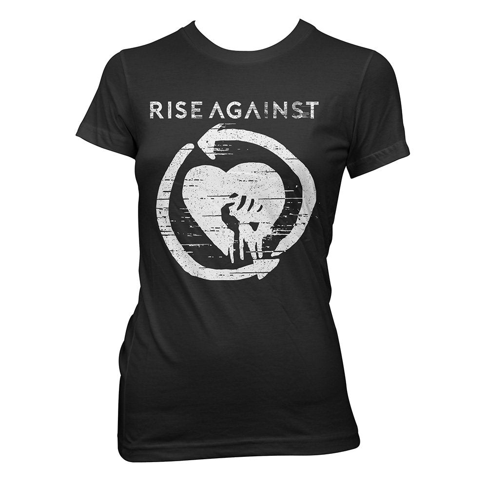 Rise Against (Distressed Heartfist) Fitted Girl T-Shirt